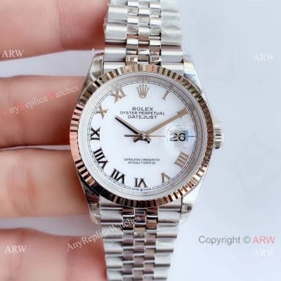 EWF Replica Rolex Datejust 36mm Watch White Dial Roman Markers